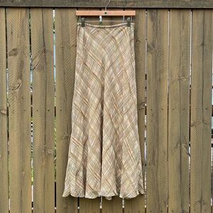 Banana Republic 100% Silk Lined Plaid Maxi Skirt Women’s Size 6